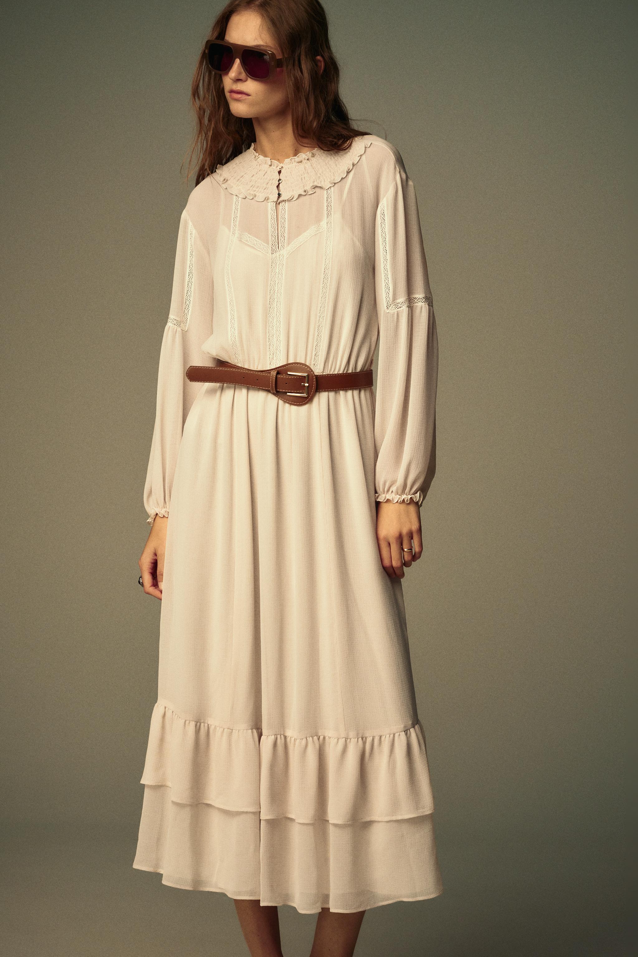 BELTED COTTON GAUZE DRESS